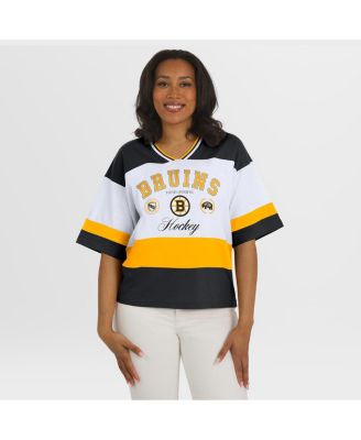 Women's Black/White Boston Bruins Jersey Style T-Shirt