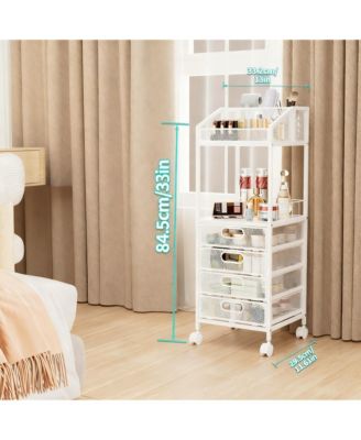 Multi-Compartment Makeup Organizer with Wheels for Skincare and Cosmetics