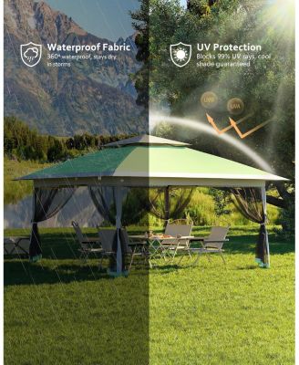 13x13 FT Gazebo Tent Outdoor Pop Up Canopy Tent with Netting, Adjustable Height Instant Gazebos