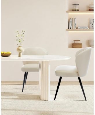 PU Leather Dining Chairs Set of 4, Upholstered Chairs with Steel Legs