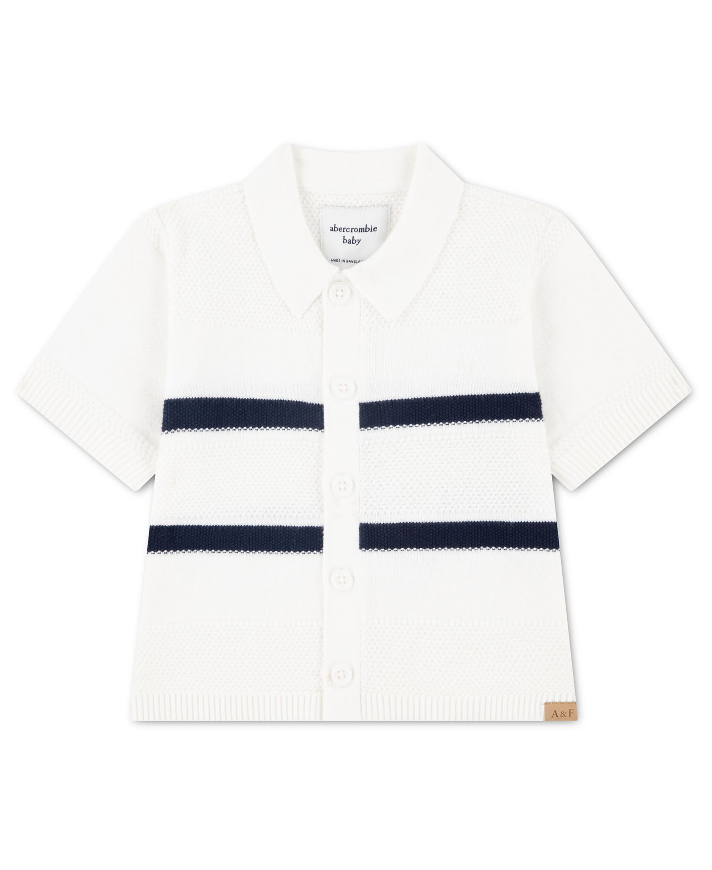 Свитер abercrombie kids Striped Button Through Sweater для мальчиков-малышей, цвет: Белый — фото 1