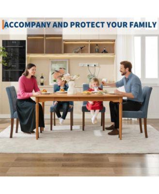 Parsons Button Tufted Dining Chairs Set of 2, Upholstered Fabric Chairs with Wood Legs, Blue