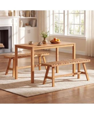 Outdoor Acacia Wood Bench with Slatted Seat and 800 lbs Capacity