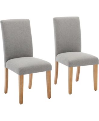 Dining Chairs Set of 2, Upholstered Fabric Chairs with Curved Back & Wood Legs