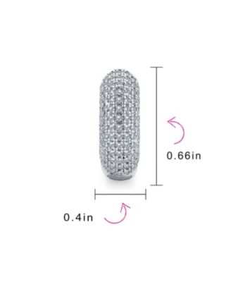 Classic Cubic Zirconia Micro Pave CZ Dome Huggies Mini Hoop Earrings