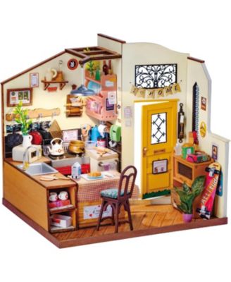 Miniature House Kit, DIY Miniature Dollhouse Kit for Adults,Model Kits for Adults to Build with LED, Birthday for Adult Homey Kitchen