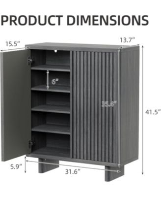 31.6 Inch Shoe Cabinet with Fluted Door 5-Tier Storage Cabinet Rustic Entryway Shoe Bench for Hallway and Foyer