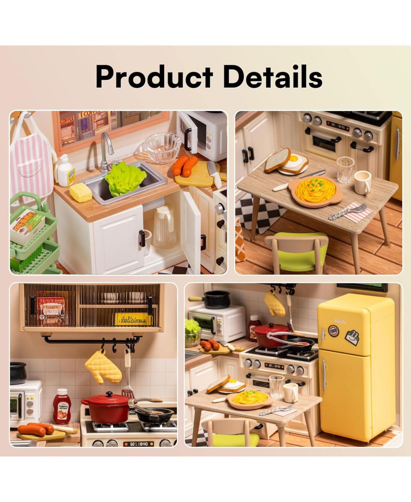 Детский конструктор Robotime Happy Meals Kitchen 152-Piece Building Set, Ages 14+ — фото 4