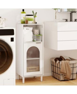 Wood Bathroom Side Storage Cabinet with Adjustable Shelf