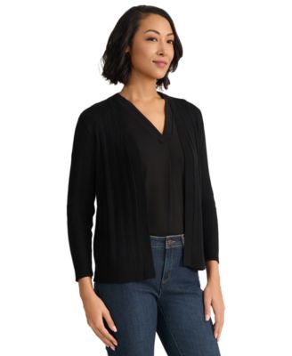 Petite Variegated Rib Kissing Front Long-Sleeve Cardigan