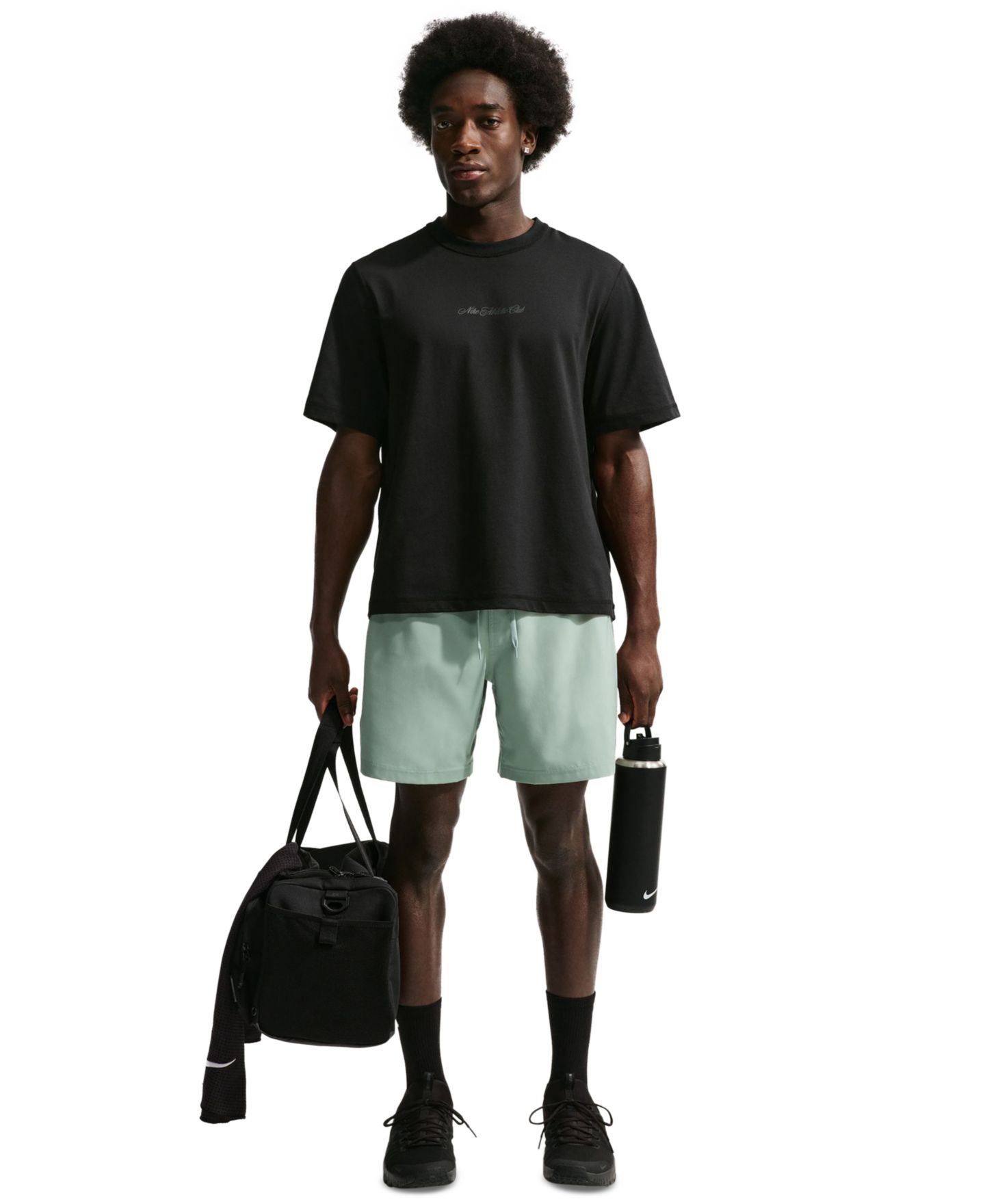Мужская футболка Nike N.A.C. Training Crewneck, цвет: Чёрный / Дымчатый серый — фото 1
