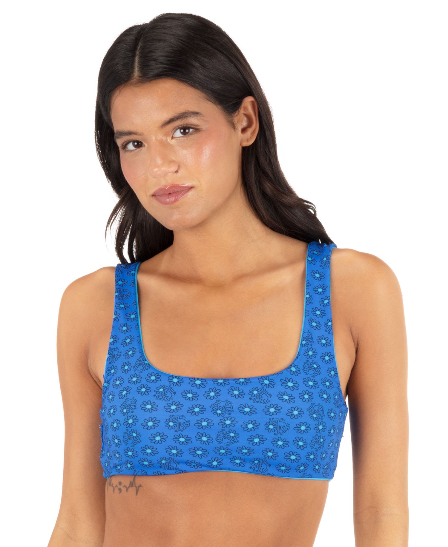 Women's Reversible Dancing Daisies Pull-On Bikini Top