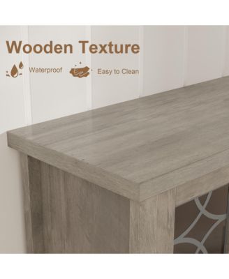 Farmhouse TV Stand with Glass Door for 70 Inch Tv, Mid Century Modern Entertainment Center for Living Room