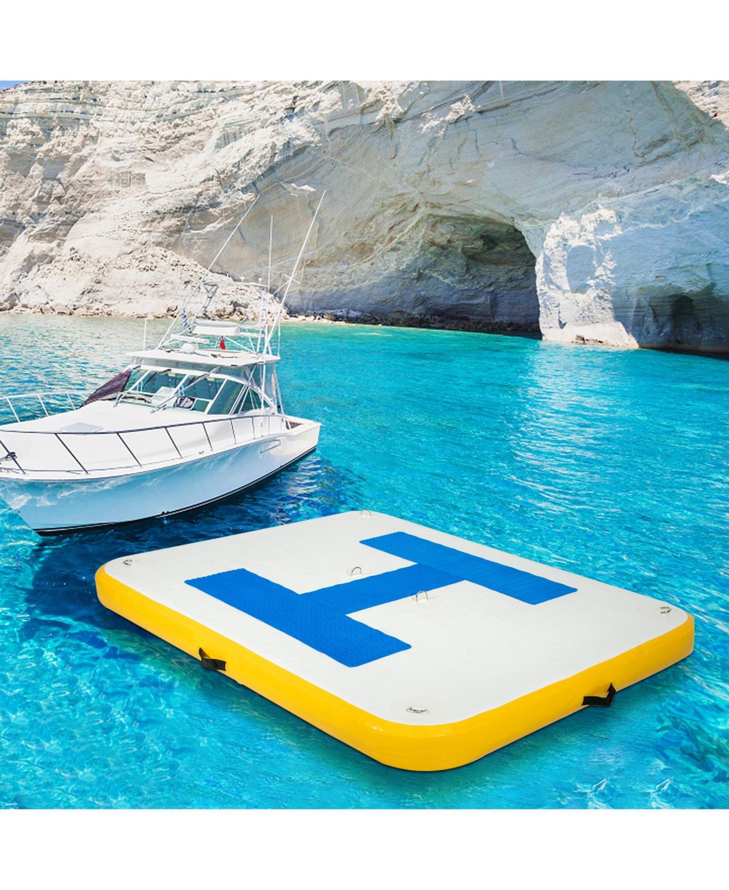 Детская игрушка Mecale Inflatable Dock Platform, 8 x 5 ft, Non-Slip, Supports 2–4 People, Ages 18+, цвет: Белый — фото 9
