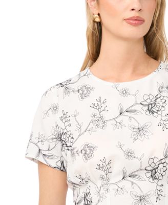 Women's Short-Sleeve Pleated-Waist Blouse