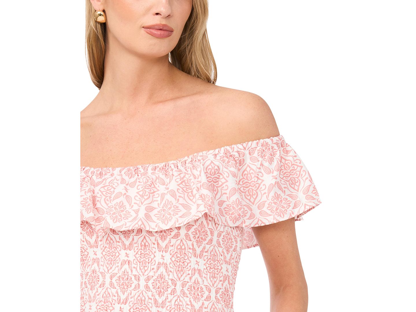 Женское платье Vince Camuto Off-The-Shoulder Ruffle Tier, цвет: Розовый — фото 3