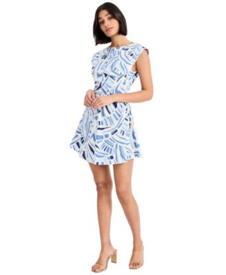 Women's Extended-Shoulder Boat Neck Mini Dress