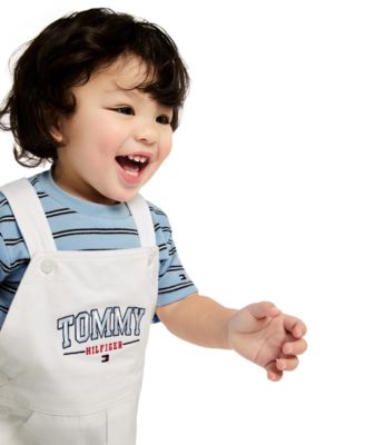 Baby Boys' Striped T-Shirt and Twill Shortalls, 2-Piece Set