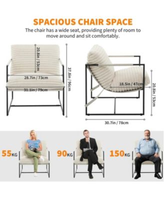 Sling Accent Chair with Metal Frame and Foam Cushion