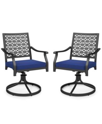 2 PCS Outdoor Swivel Chairs Patio Dining Chairs with Padded Cushions High Back