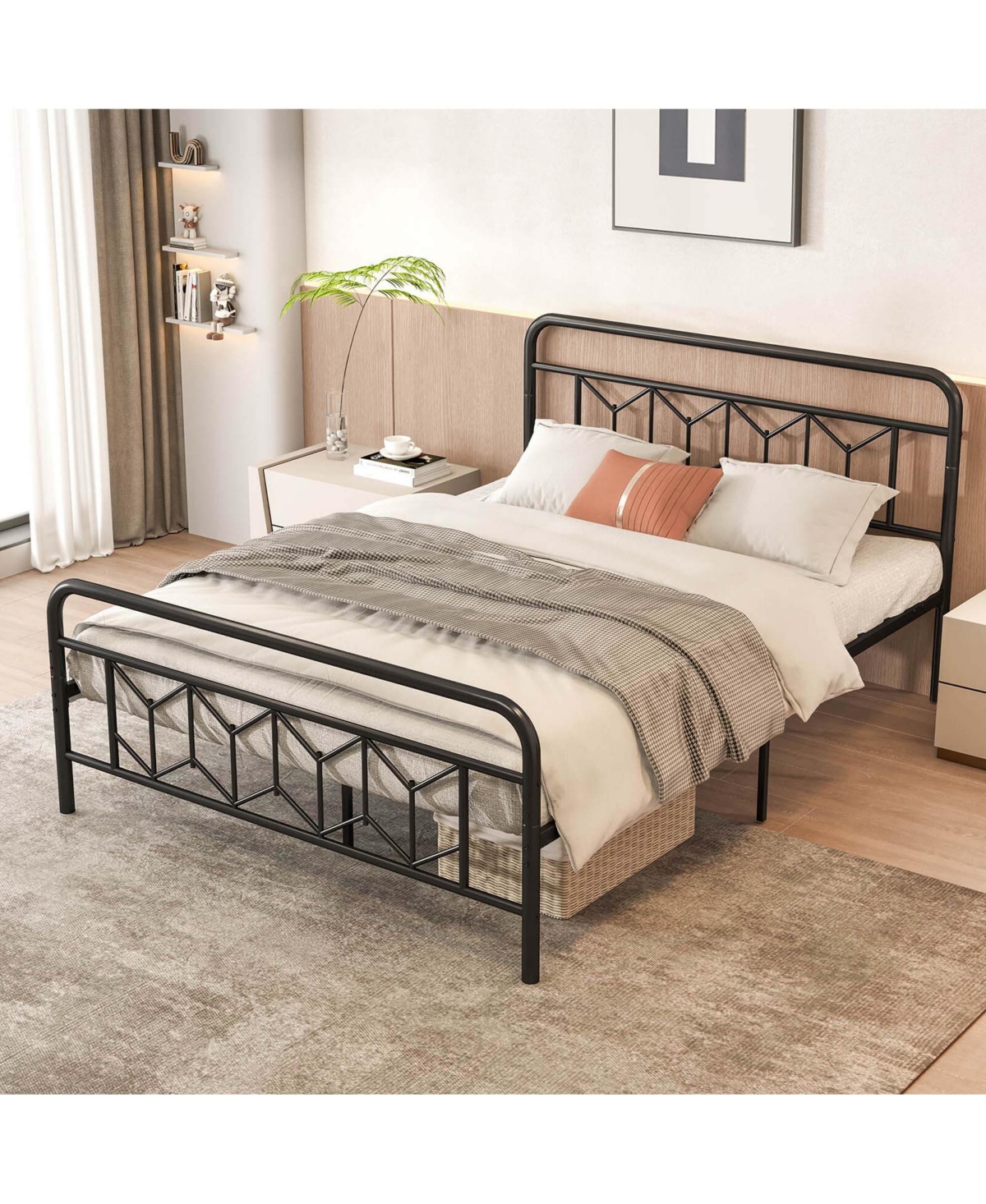 Queen Size Bed Frame Mattress Foundation with Headboard 12.5" Under-bed Storage