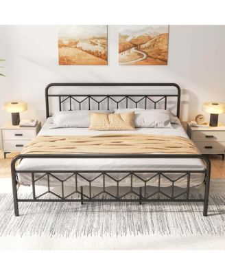 King Size Bed Frame Mattress Foundation with Headboard 12.5" Under-bed Storage