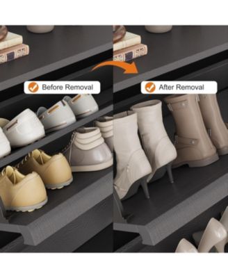 Shoe Cabinet with 4 Flip Drawers Narrow Cabinet with Adjustable and Removable Shelves Modern Wooden Shoe Organizer with Hidden Handle