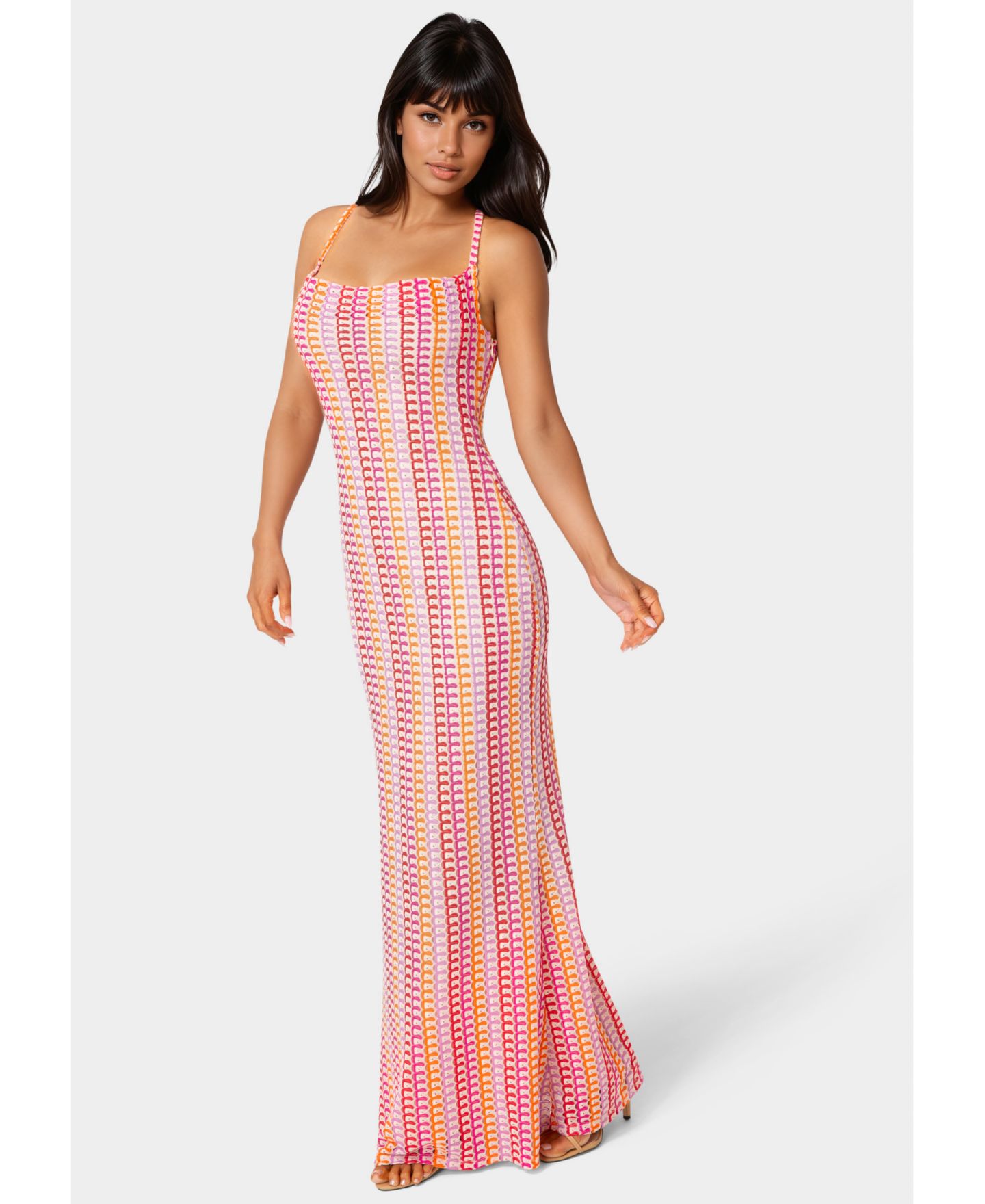 Женское платье Bebe Printed Bodycon Maxi, цвет: Белый разноцветный — фото 1
