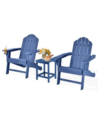 3 PCS Patio Adirondack Chair Side Table HDPE Weather Resistant Cup Holder