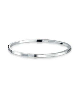 Classic Plain Solid 2MM Flat Edge Stackable.925 Sterling Silver Bangle Bracelet