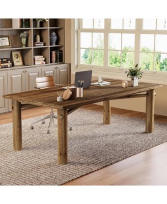 Solid Wood Home Office Desk, 62.99" Large Farmhouse Executive Desk, Computer Table for Office, Conference Room, Study Room