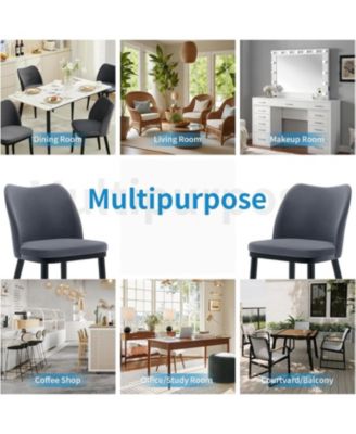 Velvet Dining Chairs Set of 4, Upholstered Side Chairs with Padded Seat & Wood Legs