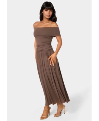 Women's Off the Shoulder Drop Waist Maxi Dress