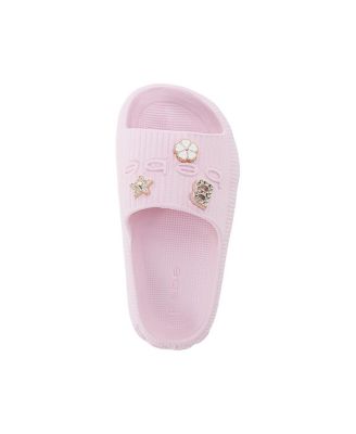 Little Girls Girls  EVA Slide – Lightweight Comfy Slide Sandals with Metal Charms