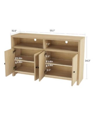 Buffet Sideboard with Storage, 4 Doors & Adjustable Shelves, 55'' Large Farmhouse Kitchen Storage Cabinet Wood Coffee Bar Cabinet