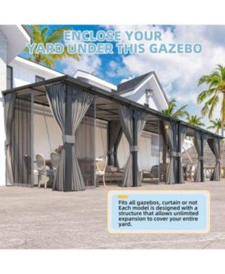 14'x10' Wall Gazebo with Curtains and Mosquito Netting