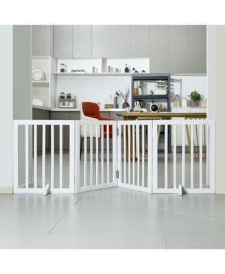 24" x 80" Freestanding 4-Panel Foldable Dog Gate for Doorways and Hallways