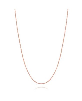 Singapore Link Chain Ultra Thin 1 MM Necklace 14K Gold Plated .925 Sterling Silver