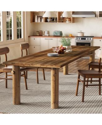 Solid Wood Dining Table for 6, 63-Inch Wooden Kitchen Table with Strong Legs, Farmhouse Rectangle Dinner Table