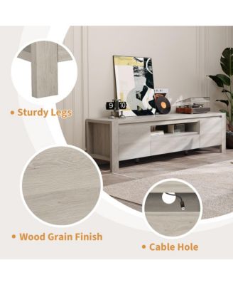 TV Stand with Cabinet Doors, Entertainment Center with Adjustable Shelves, Media Console with Cable Management