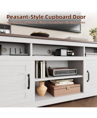 70.9" TV Stand, Entertainment Center with Adjustable Shelves, Farmhouse TV Stand with Cabinet Doors,for Living Room