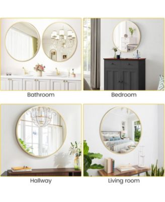 Mirror Wall Mounted, Metal Frame Mirror Dressing Make-Up Vanity Mirror, Anti-Rust, Tempered Glass for Bathroom, Entryway, Living Room, Hallway