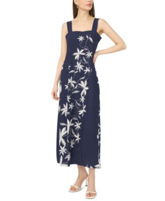 Petite Printed Square Neck Maxi Dress