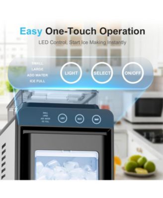 Slim Stainless Steel Ice Maker, Dual Water Tanks (2L Total) & 26 lbs. Capacity