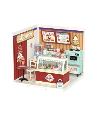 3D Puzzles DIY Miniature Dollhouse Ice Cream Shop Dessert Shop Building Set Toys Playset Decorative