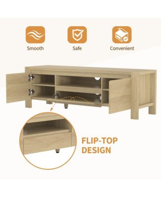 TV Stand with Cabinet Doors, Entertainment Center with Adjustable Shelves, Media Console with Cable Management