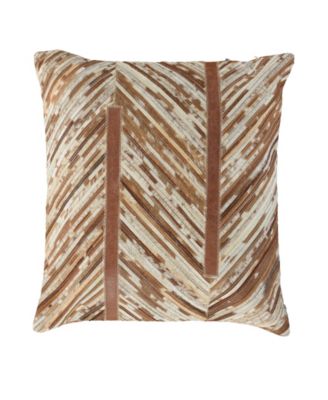 Sandra Leather Cotton Decorative Pillow, 22" x 22"