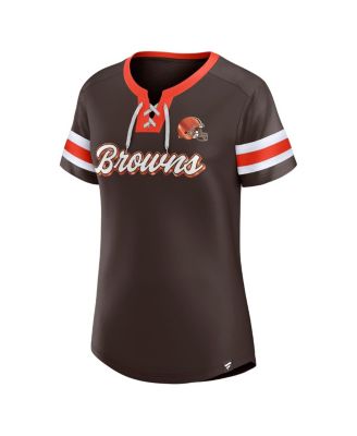 Women's Baker Mayfield Brown Cleveland Browns Athena Name & Number Notch Neck T-Shirt