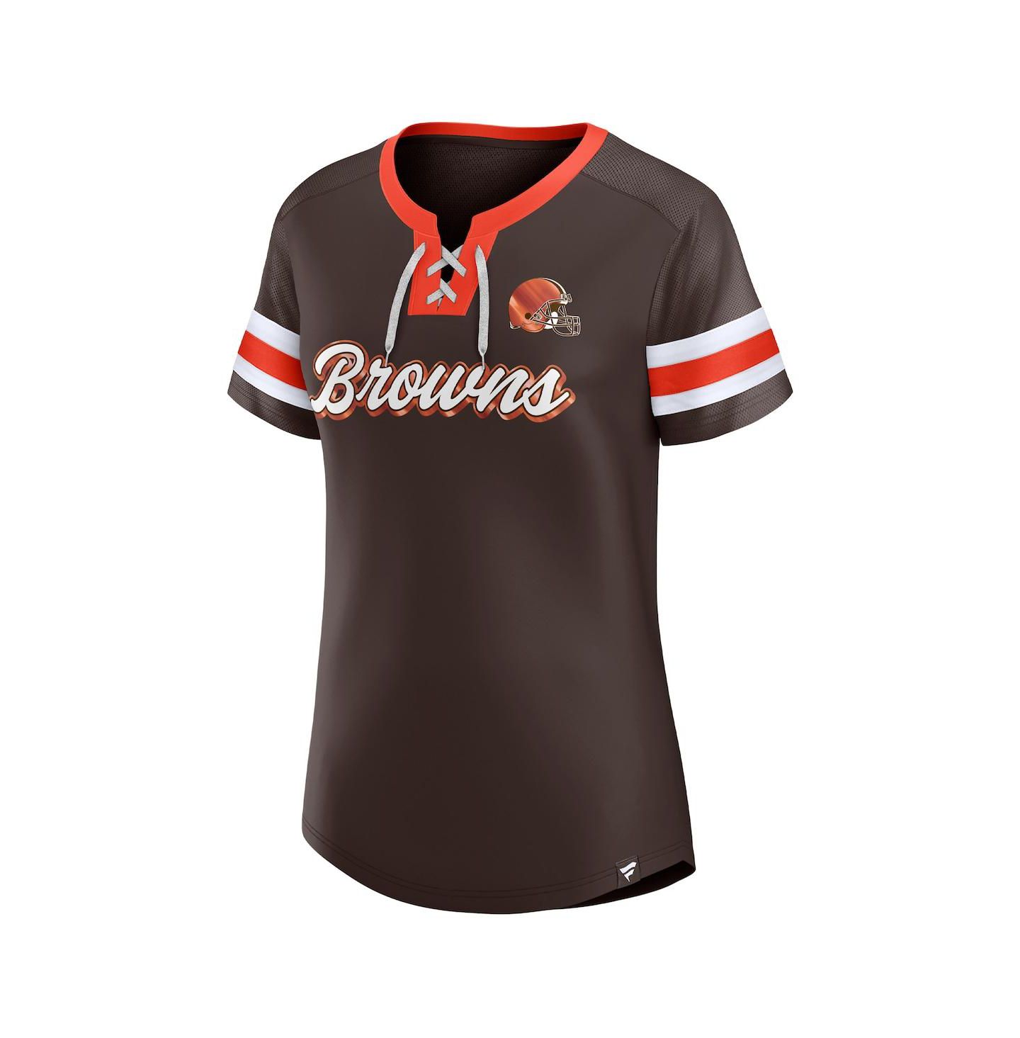 Женская футболка Fanatics Baker Mayfield Brown Cleveland Browns Athena Name & Number Notch Neck — фото 2