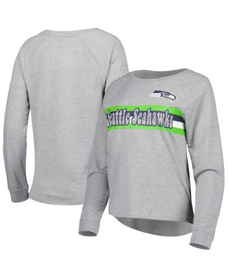 Juniors Heathered Gray Seattle Seahawks All Striped Up Raglan Long Sleeve T-Shirt